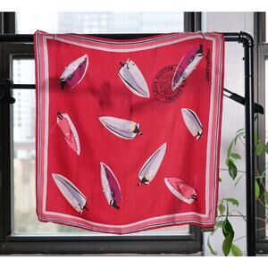Louis Vuitton Vintage Red Silk Boat Print Square Scarf